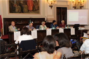 Convegno di Sassari- al tavolo dei relatori (da sin.) Carlo Dessì, Paolo Micalizzi, Italo Moscati, Angelo Tantaro e Marco Asunis