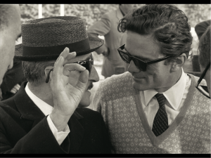 Totò e Pasolini sul set di Uccellacci e uccellini, prodotto da Alfredo Bini